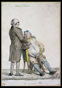 "Nem vagy nagyon jól!", a gazdag ember orvosának ábrázolása, Langlume (1822-24) metszete 1825